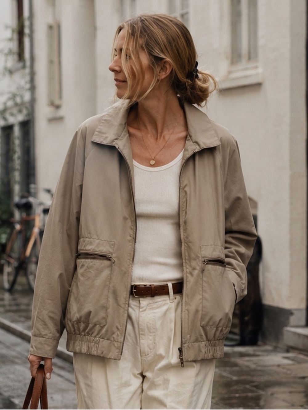 Vintage Rice Sportswear Taupe Utility Windbreaker Jacket | M–XL